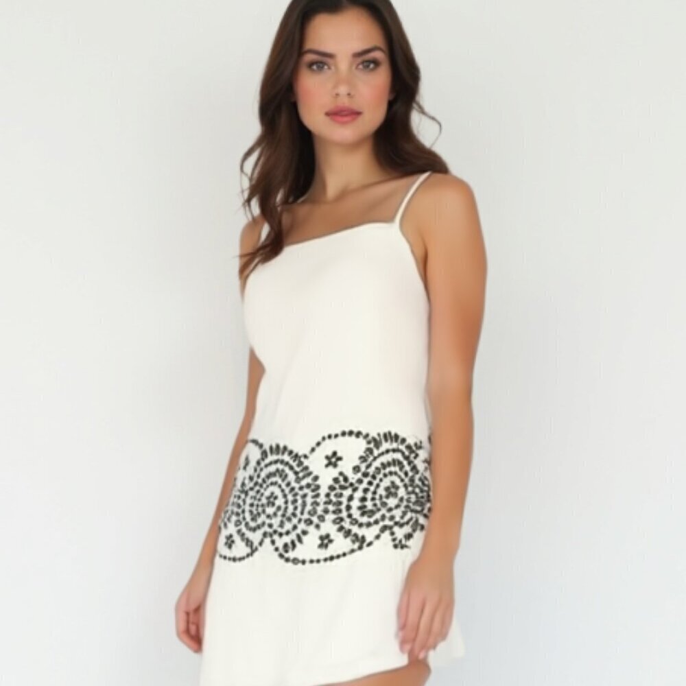 DKNY White Swimming Dress with Gray EYELET 8